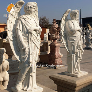 Sculpture d'ange grandeur nature sur mesure, <span class=keywords><strong>statue</strong></span> d'ange masculin en marbre blanc debout pour hôtel - Product Image 2