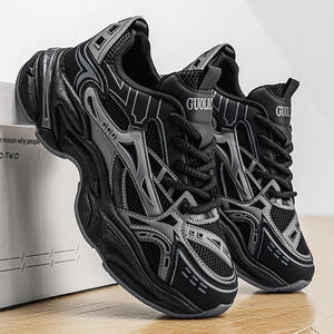 Chaussures de course pour hommes avec sangles en mesh pour l'athlétisme, <span class=keywords><strong>baskets</strong></span> légères et respirantes à semelle épaisse - Product Image 3