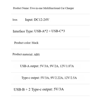 Chargeur de voiture 100W à 5 ports, adaptateur de charge rapide PD QC3.0, affichage numérique transparent, 12V 24V universel pour téléphone portable et tablette