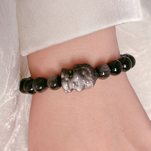 สร้อยข้อ<span class=keywords><strong>ม</strong></span>ือหินออบซิเดียนธรร<span class=keywords><strong>ม</strong></span>ชาติสีทองและสีเงินหินออบซิเดียนสายลูกปัดแกะสลักด้วยมือเครื่องประดับหรูหราเครื่องรางนำโชคสำหรับ<span class=keywords><strong>ผู้ชาย</strong></span>และผู้หญิง - Product Image 4