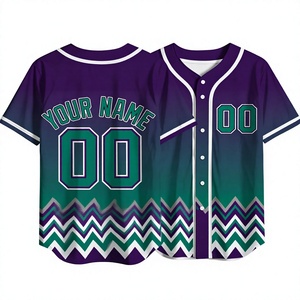 Maillot de baseball personnalisé violet et vert avec votre nom 00, impression sublimée, unisexe, manches courtes, coupe classique, toutes saisons - Product Image 1