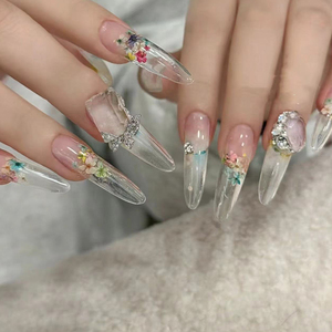 ชุดตกแต่งเล็บลายดอกไม้ 3 มิติ แบบเพ้นท์สีน้ำมัน สไตล์ INS  พร้อมจิวเวลรี่ประดับเล็บรูปกลีบดอกไม้ขนาดเล็ก จำหน่ายแบบขายส่ง - Product Image 6