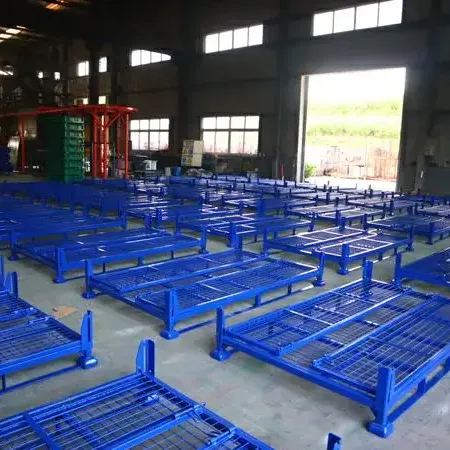 Industriële Logistiek Op Maat Gemaakt Duurzaam Hoogwaardig Opvouwbare Metalen Mand Pallet Stalen Mesh Box Opvouwbare Opbergkooi