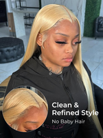 Blonde vietnamienne #613 perruque de cheveux humains soyeuse droite Pre Max 13x6 HD dentelle avant perruques de cheveux bruts avec dentelle transparente