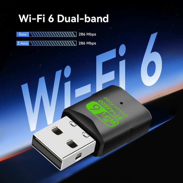 OEM External WiFi 6 Wireless Network Card Driver-free USB Adapter AX600 5.4 Desktop 5G Dual-band 600Mbps USB Wifi Adapter