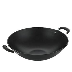 <span class=keywords><strong>Wok</strong></span> antiadhésif en gros d'usine Poêle à frire à deux poignées en bakélite Cuisinière à gaz <span class=keywords><strong>Wok</strong></span> à frire en fonte - Product Image 1