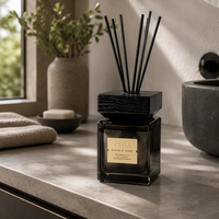 Diffuseur de parfum en verre personnalisé, bouteille carrée, parfum d'ambiance, décoration d'intérieur, rafraîchisseur d'air pour les toilettes, 500 ml, couvercle en bois