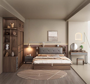 Hot Selling Wooden Home Hotel Bedroom Set King <b>Queen</b> <b>Size</b> <b>Bed</b> Modern MDF <b>Bed</b> - Product Image 1