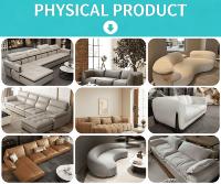 Canapé modulaire en velours crème extensible de luxe moderne en forme de L, idéal pour villa, personnalisable pour salon