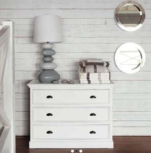 <span class=keywords><strong>Commode</strong></span> classique en bois blanc avec 3 grands tiroirs, coffre de rangement de style farmhouse pour chambre, entrée et chambre d'enfant - Product Image 5