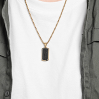 Collier en acier inoxydable 316L doré et noir avec texture en relief, chaîne rectangulaire, bijoux pour hommes et femmes, vente en gros, personnalisation OEM