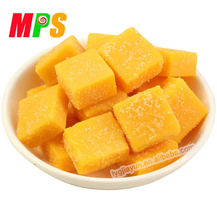 Halal Juicy Mango Flavor Soft Jelly Gummy Cube CandyためSale