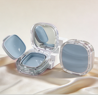 Vente en gros de boîtes compactes carrées à couvercle rabattable de 14 g, boîtes à maquillage en plastique avec miroirs, palettes de fards à paupières et blush