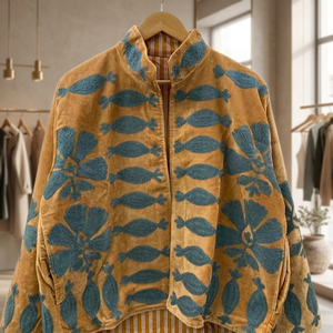 Veste polaire à col mandarin, imprimé floral, réversible, manches longues, vêtements d'extérieur pour femmes, automne - Product Image 4