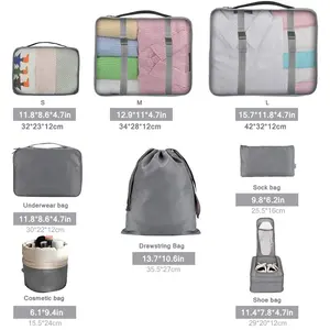 Bonita OEM/ODM sıcak satış 9 Set seyahat bagaj ambalaj bavul organizatörler su geçirmez seyahat Essentials çantası ambalaj küpleri