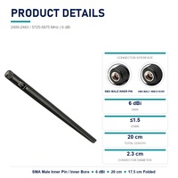 Antenne double bande 2,4 GHz 5,8 GHz 6 dBi 2400-2483 5725-5875 MHz avec connecteur SMA pour routeur, point d'accès, carte réseau