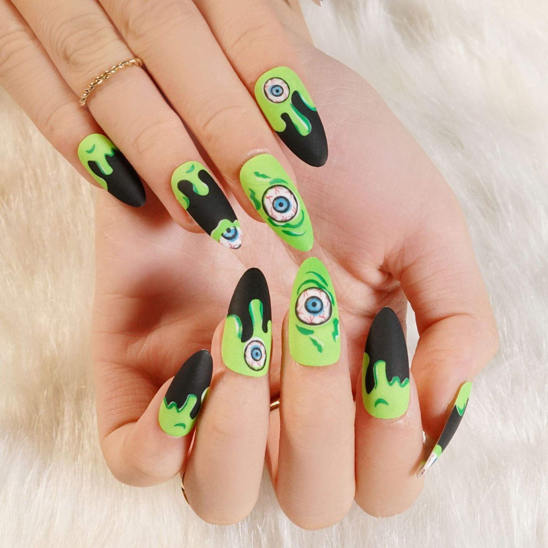 Hot New Fashion Halloween 24pcs/Set Long Handmade Coffin Fake Acrylic Nails Custom Logo French Style Press on Nails Short