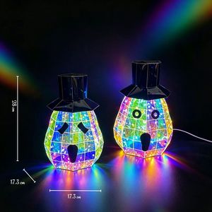 ของตกแต่งฟักทองทรงปริซึมสีรุ้งสะท้อนแสง 3 มิติ ไฟ LED แสงรุ้ง ของขวัญฮาโลวีนสุดพิเศษสำหรับตกแต่งบนโต๊ะ - Product Image 5