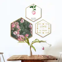 Altıgen çiçek bitki duvar dekor boyaması güzel sanat yağlıboya tuval boyama basit kırsal boyama oturma odası dekor için