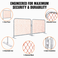 Panneaux de clôture temporaire en acier galvanisé à structure tubulaire modulaire robuste, maille orange vif, pour chantiers de construction NZ AU