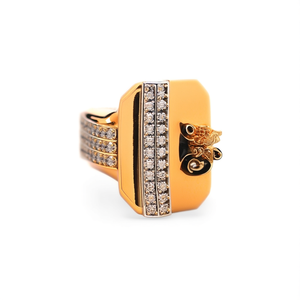 Bague de cocktail en or 18 carats pour homme, sertie de diamants, bijoux de luxe pour les événements de mariage - Product Image 1