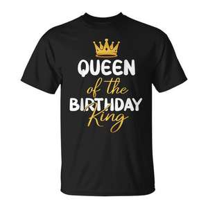 Camiseta Queen Of The Birthday King para él, regalo de fiesta de cumpleaños - Product Image 1