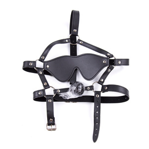 Ensemble d'accessoires de costume pour cosplay et jeux de rôle : Masque cache-yeux en cuir PU, bâillon à boule et harnais de retenue de tête réglable - Product Image 3