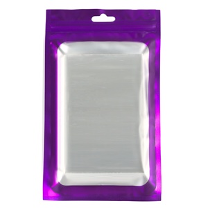 Ba bên con dấu trang sức Túi mờ màu tím phẳng khóa zip túi nhựa Mylar túi bao bì thực phẩm với cửa sổ 100 cái/gói - Product Image 6