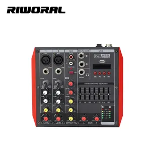 D-4 Audio Mixer 4 Channel Mini Audio Mixer Controller for Stage with USB Interface