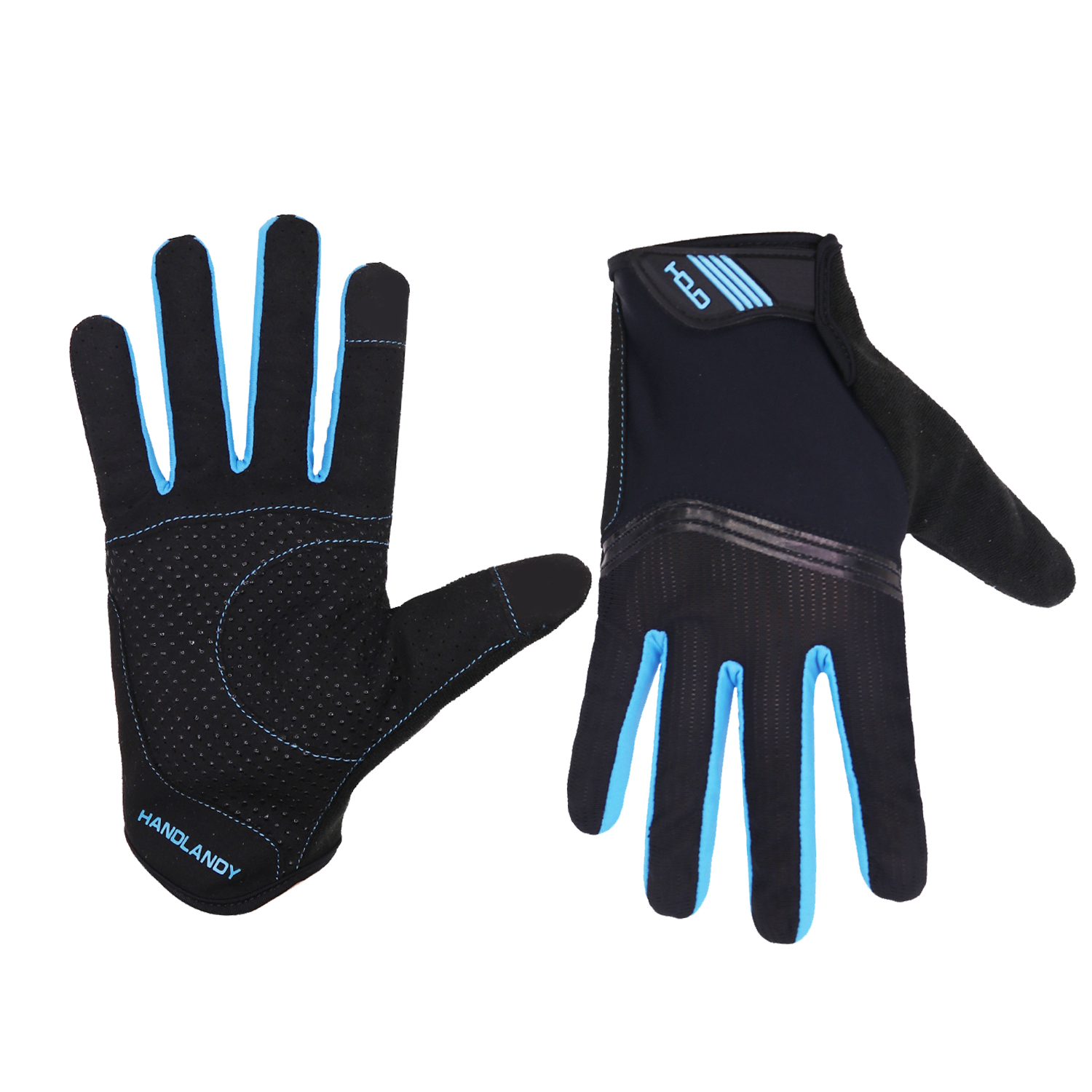 HANDLANDY-Breathable Flexible Blue Outdoor Sport Gloves, Anti-Slip Touch Screen, Full Finger, Riding, cycling, Men, Women