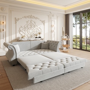 Canapé-lit Chesterfield classique en velours avec accoudoirs roulés, 83,8 pouces, surdimensionné, avec capitonnage floral - Product Image 3