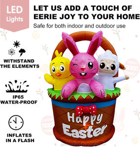 Decoraciones Inflables de Pascua para Interiores y Exteriores, Conejo, Pollito y Oveja en Cesta de 6 Pies, para Decoración de Hogar, Hotel, Jardín y Fiestas - Product Image 6