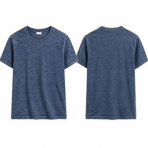 T-shirt en coton slub vintage pour homme, jersey texturé lavé, col rond, coupe décontractée, toucher doux, streetwear décontracté - Product Image 2
