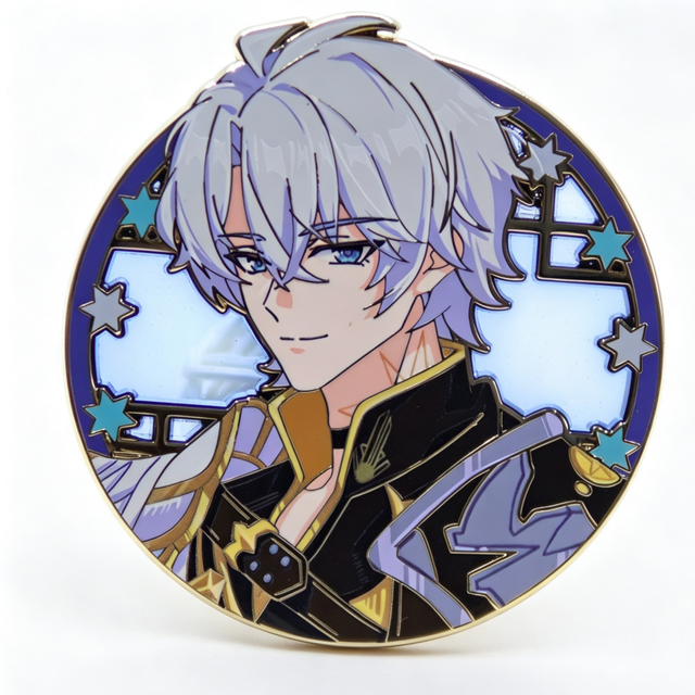 Wholesale Designer Artwork Metal Enamel Pins Badge Stained Glass Cartoon Character Enamel Pin