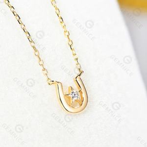 보석 925 스털링 실버 18k 골드 도금 지르콘 말굽 스타 목걸이 여성용 - Product Image 3