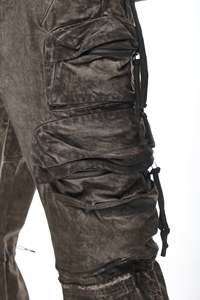 Jeans en denim pour hommes de haute qualité 2026, lavage vintage, coupe évasée, poches déchirées, streetwear, hip-hop, Y2K, OEM ODM, coton - Product Image 6