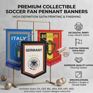 Banderines de Satén Personalizados de 25x35cm para Fútbol, Banderas Promocionales para Intercambio de Aficionados al Deporte, Souvenir al por Mayor - Product Image 1