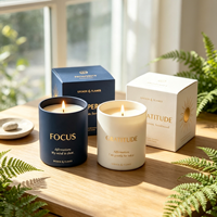 Bougie parfumée d'affirmation personnelle C&H, bougie de manifestation en cire de soja dans un bocal en verre mat multicolore pour le yoga et la guérison spirituelle