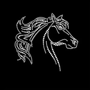 Grand motif de strass thermocollant en cristal Grand <span class=keywords><strong>Cheval</strong></span> Motif Ébène pour événements et concours équestres, approvisionnement en gros - Product Image 1