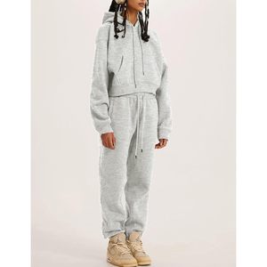 Conjunto Deportivo de 2 Piezas para Mujer, Sudadera y Pantalones de Felpa, Estilo Casual, Ligero, Manga Larga - Product Image 4