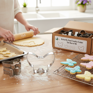 Set di biscotti in acciaio farfalla scatola di 96 per la decorazione di torte - Product Image 3