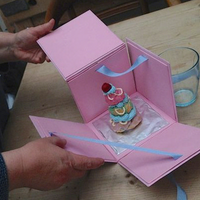 Boîte d'emballage en papier écologique pour gâteau d'anniversaire avec poignée rose, boîte à cupcakes, donuts, sushi, brownie, biscuits, avec ruban