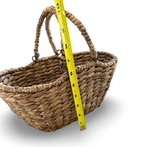 Panier en jacinthe d'eau de style français antique avec deux poignées pivotantes, panier de marché tissé à la main pour la décoration de ferme - Product Image 1