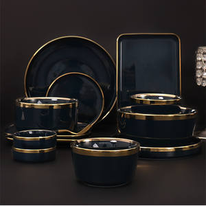 ชุดอาหารเซรามิกหรูหราสไตล์<span class=keywords><strong>ใหม่</strong></span>ลายเส้นทองสำหรับบ้านและร้านอาหาร - Product Image 1