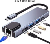 Base de Conexión para Disco Duro Multifunción SY 5 en 1: HDMI 4K, Ethernet 100M, Puertos USB 3.0 Tipo C para Computadora Portátil