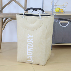 Laundry <b>Basket</b> Cotton Linen Rectangle <b>Foldable</b> Moisture Proof Thickened Storage Organizer For Clothes - Product Image 4