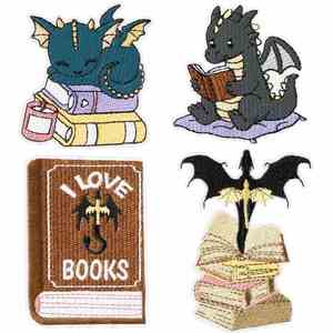 Parche Bordado Termoadhesivo de Dibujos Animados 'I Love Reading Dinosaur Book' para Ropa, Bolsas y Decoración - Product Image 1