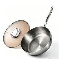 Poêle à frire antiadhésive FLEY en acier inoxydable et titane, 28 cm, pour cuisinières à gaz et à induction