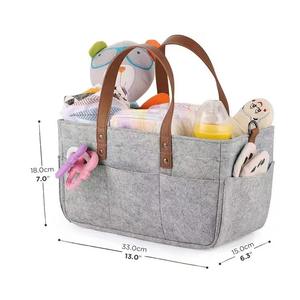 Cesta Organizadora de Fieltro para Bebés, Bolsa de Pañales Mediana, Almacenamiento para Cochecito de Bebé con Asa de Cuero, <span class=keywords><strong>Organizador</strong></span> de Pañales - Product Image 6