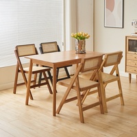 Chaise de salle à manger en rotin de style japonais avec dossier en bois massif, design pliant antique, mobilier de maison pour café, gîte, balcon